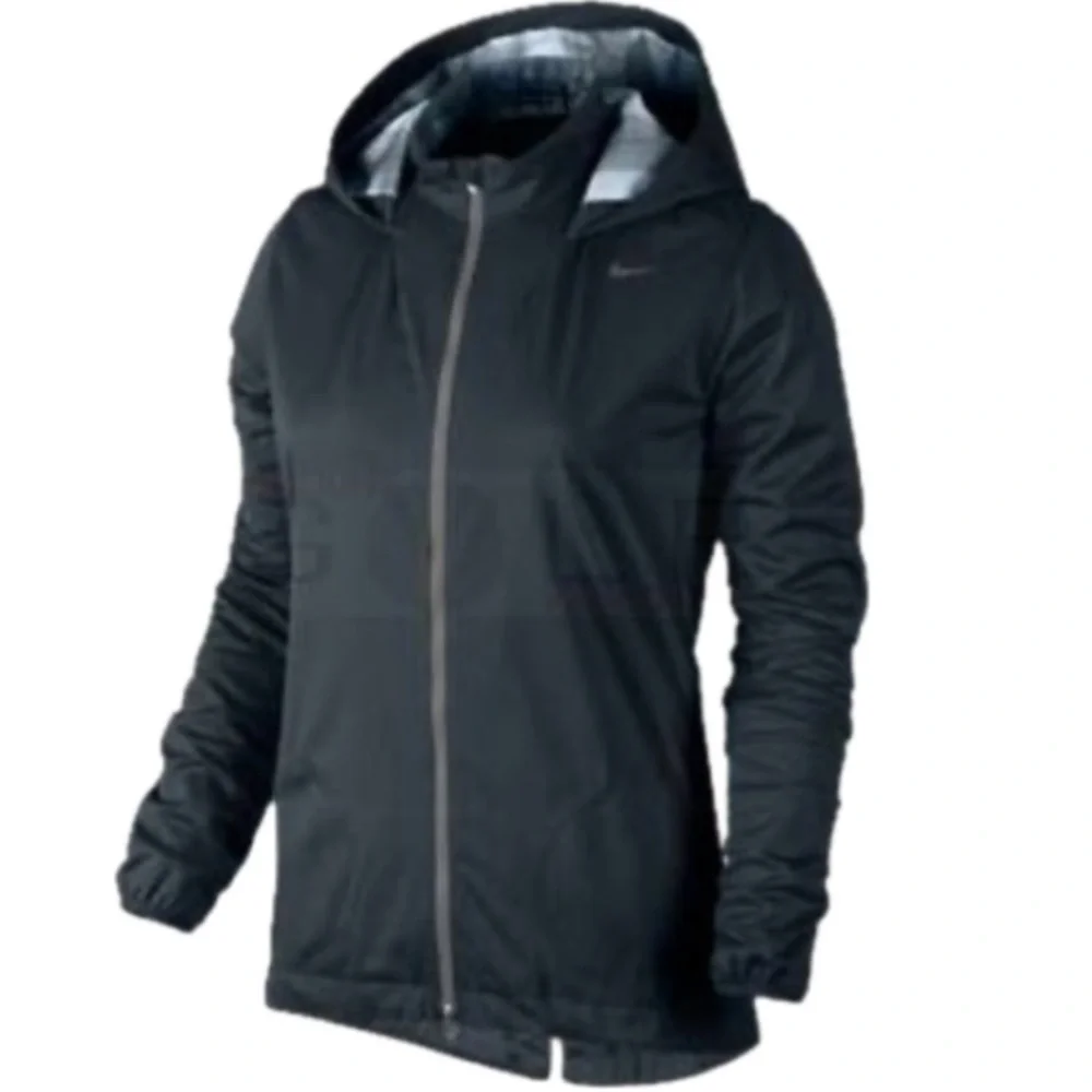Nike Windproof Jacket Women L Black Texas Blaze Softball Plaid Lining Hood